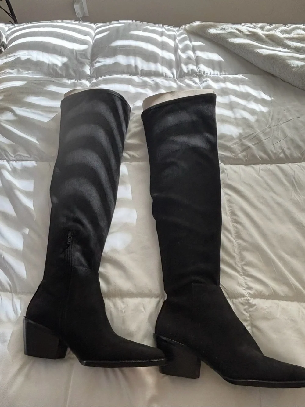 Gianni Bini Black Over-the-Knee Suede Cuban block Heel Boots $140